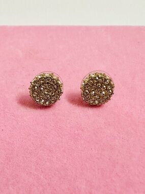 Gold Tone Pavé Crystal Stud Earrings